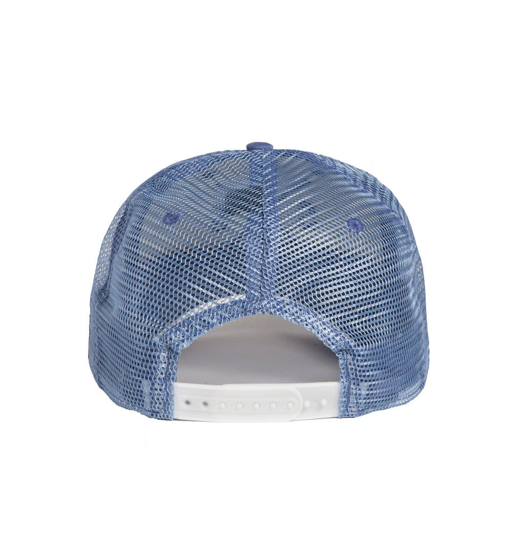 Outdoor Hats, White and power blue mesh back hat, Blue logo